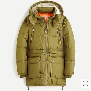 J. Crew Chateau Puffer Jacket in Warm Olive